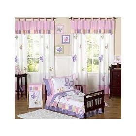 Pink and Purple Butterfly Collection Toddler Bedding 5 pc Set