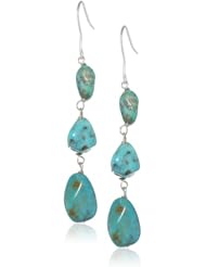 Sterling Silver Turquoise Triple French Wire Drop Earrings