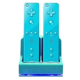 Wii Docking Station In Blue With 2 x 2800 mAh Battery Packs