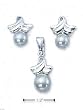 Sterling Silver Synthetic Pearl Earrings Pendant Set