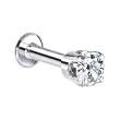 16 Gauge 3/16" -Solid 14KT White Gold 3mm Cubic Zirconia Tragus Earring Stud