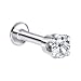 Jewelry : 16 Gauge 3/16 Inches -Solid 14KT White Gold 3mm Cubic Zirconia Tragus Earring Body Jewelry Stud