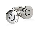Funny Emoticon Silver Cufflinks with Smiley Face with Presentation Box