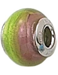 Zable(tm) Sterling Silver Pink/Green Murano Glass Bead / Charm