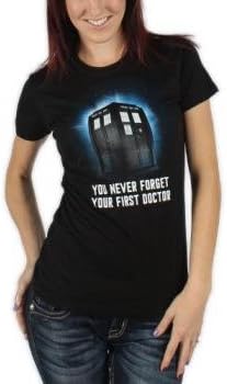 Dr. Who - First Doctor Womens T-Shirt in Black, Size: Small, Color: Black