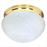 Buy 2 CFL - Large Mushroom Ceiling Fixture - Polished Brass Alabaster Glass - Energy...
