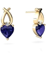 Created Sapphire 14kt Yellow Gold Earrings
