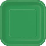 Square Dinner Plates, Emerald Green, 8 3/4-Inch, 14 Count