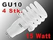 Schnellstart-Energiesparlampe, GU10, 15 Watt, warmwei� - 4er-Set