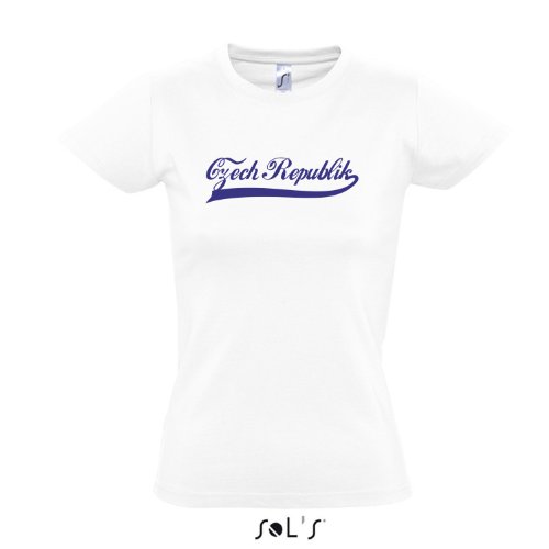 Damen T-Shirt – Tschechien Oldschool Czech Republic LÄNDERSHIRT EM / WM FAN Trikot S-XXL , White – blau , XL