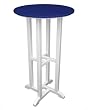 Recycled Earth-Friendly Outdoor Patio Bistro Bar Table - White and Ocean Blue