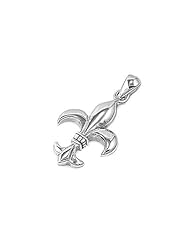 Sterling Silver Mens Womens Fleur De Lise Pendant Cute Charm Pure 925 New 23mm with 1mm Ball Bead Chain