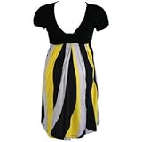 Grey Yellow Black Short Sleeve Maternity Dress