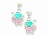Sterling Silver Pink and Blue Resin Monkey Earrings