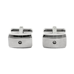 Men's New Rectangular Cuff Links With Cubic Zicornia By Steelx