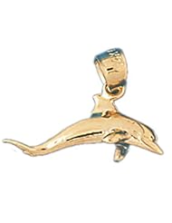 Dazzlers Solid 14 karats gold Dolphin Charm Pendant Available in three colors from jewelsberry (weights: 1.7 grams only)