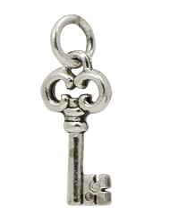 Beaucoup Designs Silver Over Pewter Small Skeleton Key Charm - MADE IN THE USA