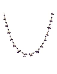Gold Plated Sterling Silver Linked Chain and Amethyst Cluster Necklace, 18"
