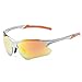 SACAS Running Cycling Triathlon Fashion Sports Wrap Sunglasses UNBREAKBLE TR90 Frame in Silver & Orange REV