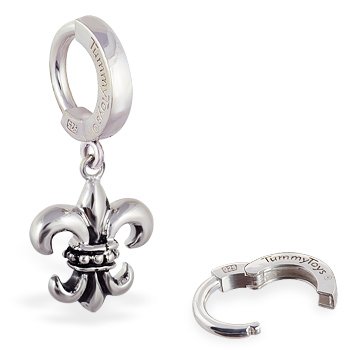 TummyToys Silver Fleur de Lis Belly Ring Snap in Body Jewelry for your Navel