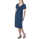Mossimo Black: Short-Sleeve Wrap Dress - Blue