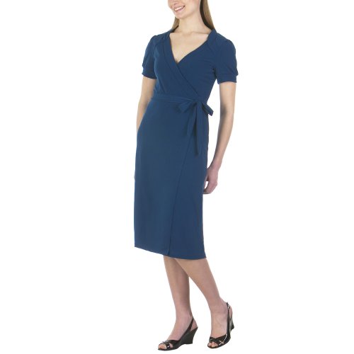 Mossimo Black: Short-Sleeve Wrap Dress - Blue