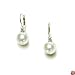 Sterling Silver White Shell Pearl and Cubic Zirconia Lever Back Earrings (8mm)