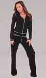 athletica womens clothes:Womens Top Stitch Jacket and Pant Set by City Lights in Black - Small