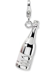 Sterling Silver 3 D Enameled Champagne Bottle with Lobster Clasp Charm