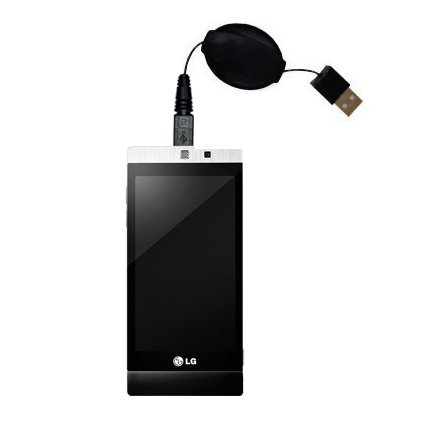 Retractable USB Cable for the LG Mini with Power Hot Sync and Charge capabilities - uses Gomadic TipExchange Technology