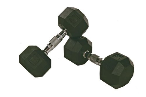 Troy Barbell VTX 8-Sided Rubber Encased SDR Dumbbell with Chrome Steel Contoured Handle
