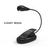 Light Boss clip on Black LED Book light and task light - Quality, energy efficient, adjustable, flexible gooseneck for easy reading of your e-reader or Kindle with compact, sleek design - great for kids, girls & guys - hassle free 1 year guarantee.