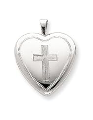 Genuine .925 Sterling Silver 16mm Cross Heart Locket. 100% Satisfaction Guaranteed.