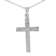 Sterling Silver Etched Cross Necklace
