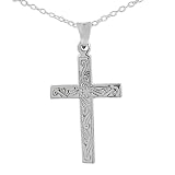 Sterling Silver Etched Cross Necklace