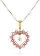 18k Yellow Gold Plated Sterling Silver Ruby and Diamond Accent Heart Pendant Necklace, 16"