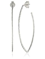 Sterling Silver Hammered Open Medium Oval Post Earrings