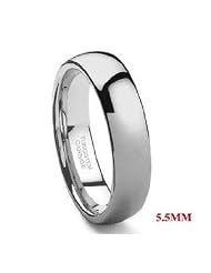 5.5mm Women or Men Tungsten Carbide Dome Shiny Plain Wedding Ring Ring (6.5) by Tungsten Plain Band
