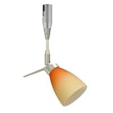 IMAGE OF Andi Spotlight with Rail Adapter Finish: Satin Nickel, Glass Shade: Bicolor Orange/Pina