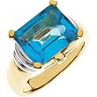 14K Two-Tone Gold Swiss Blue Topaz and Diamond Ring