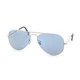 Ray Ban Sunglasses RB3025 Aviator Large Metal W3237 Silver/Crystal Light Blue, 55mm