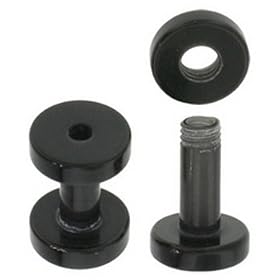 8G Black Acrylic UV Flesh Tunnels / Earlet Ear Plugs Body Jewelry