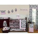 Pink and Black Sophia Crib Bedding 9pc crib set