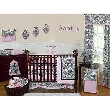 Pink and Black Sophia Crib Bedding 9pc crib set product image