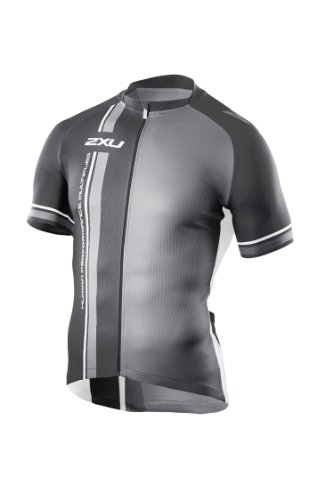 2XU Men's Retro Sublimated Cycle Jersey, Black/Charcoal, Medium On Sale