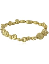Gold Plated Matte Organic Disc Stretch Bracelet, 6"