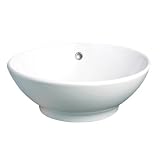 Decolav 1440-CWH 15-Inch Round Ceramic Vitreous China Vessel with Overflow, White