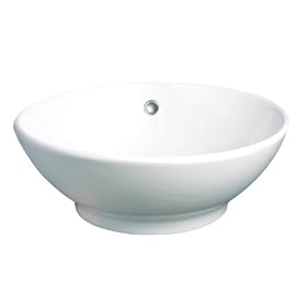Decolav 1440-CWH 15-Inch Round Ceramic Vitreous China Vessel with Overflow, White