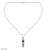 Amethyst and citrine necklace, 'Glistening Trio' 16.5 L