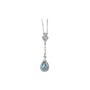 14K White Gold 0.15 ct. Diamond and 6 x 4 MM Pear Shaped Aquamarine Necklace